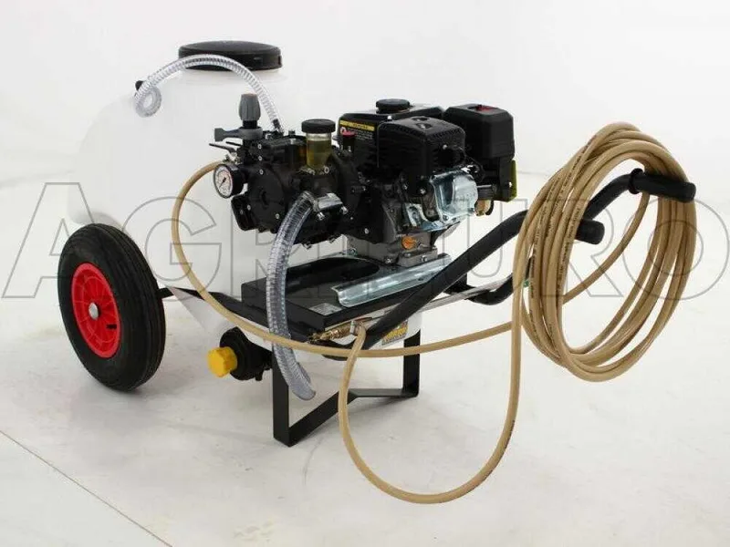 Groupe motopompe de pulvérisation Comet APS 41 - Loncin G 160 F et chariot avec cuve 120 L avec crochet