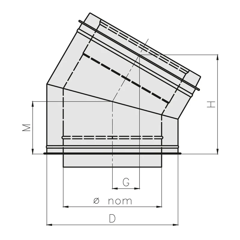 Opsinox conduit de cheminée en acier inoxydable 130mm coude 30° BO3