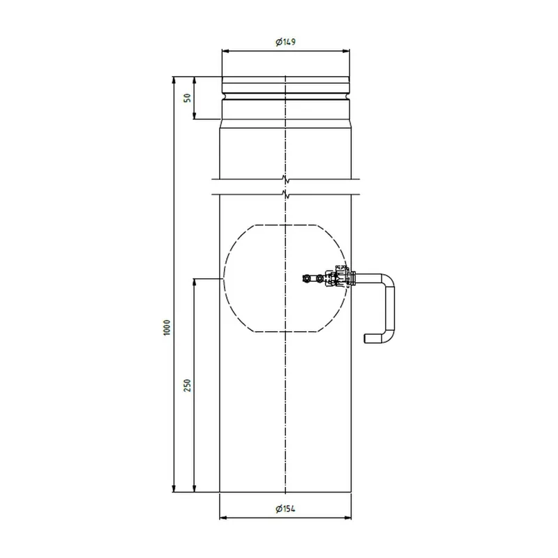Raik tuyau LS diamètre 150x1000x2,00mm rétréci avec modérateur de tirage gris