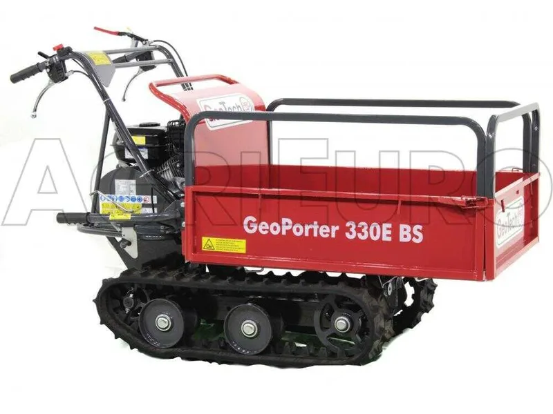 GeoTech Pro GeoPorter 330E BS - Brouette motorisée à chenilles à 4 galets avec benne extensible - 300 kg