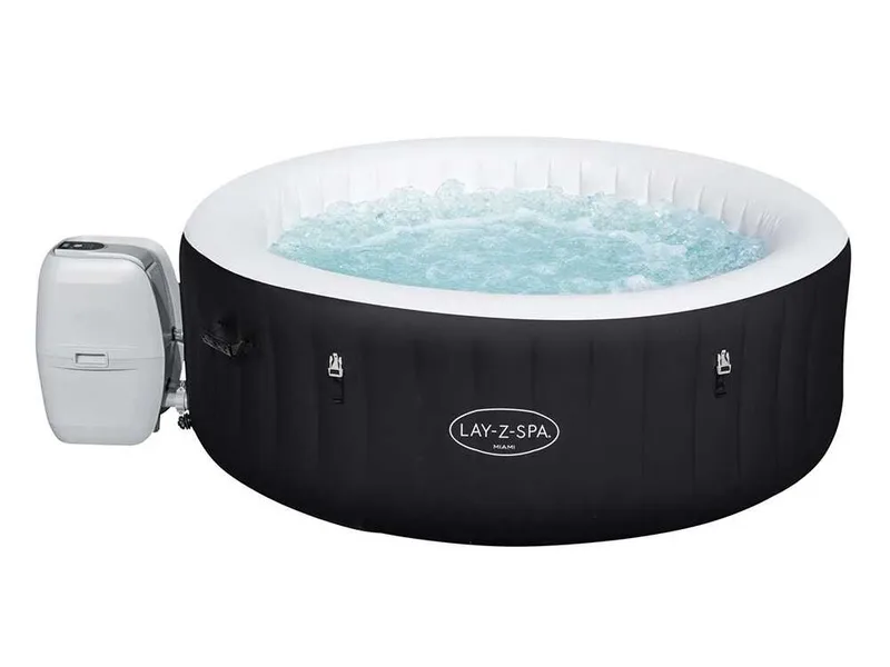 Bestway Lay-Z-Spa Miami AirJet 60001 noir - Ø180x66 cm - Spa gonflable pour 3-4 personnes