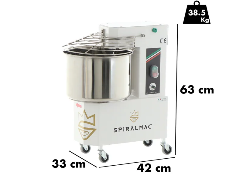 Pétrin SPIRALMAC SV12VV avec variateur à 10 vitesses - Capacité 12 Kg