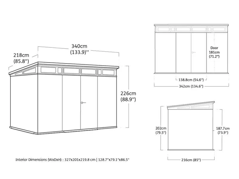 Keter Signature Venetian 11x7 - Abri de jardin - Avec porte à double battant - 340x218x226 cm