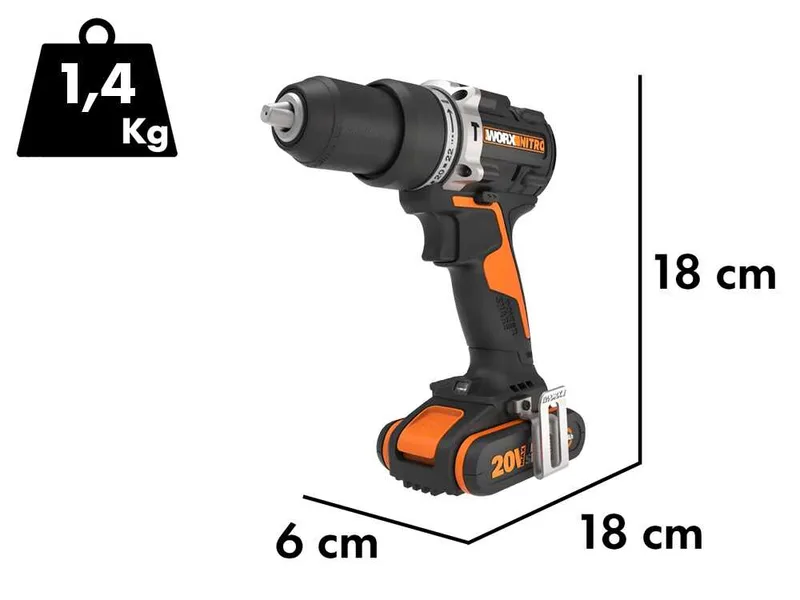 Worx Nitro WX352 - Perceuse-visseuse à percussion à batterie - 20V/2Ah