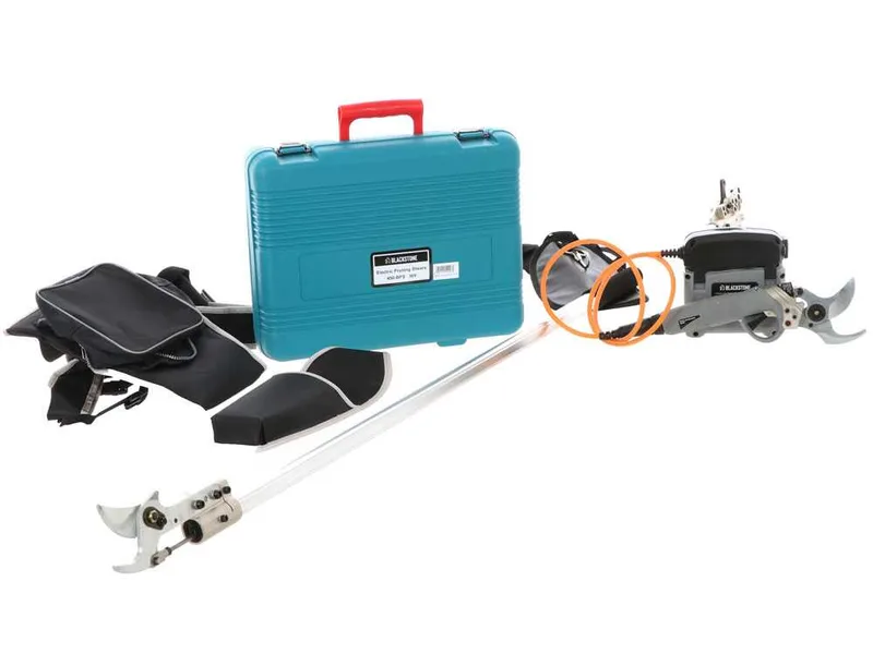 Sécateur électrique de taille BlackStone 450-BP avec perche BlackStone 30-H de 2 mt - batterie e chargeur inclus - Diamètre de coupe 45 mm