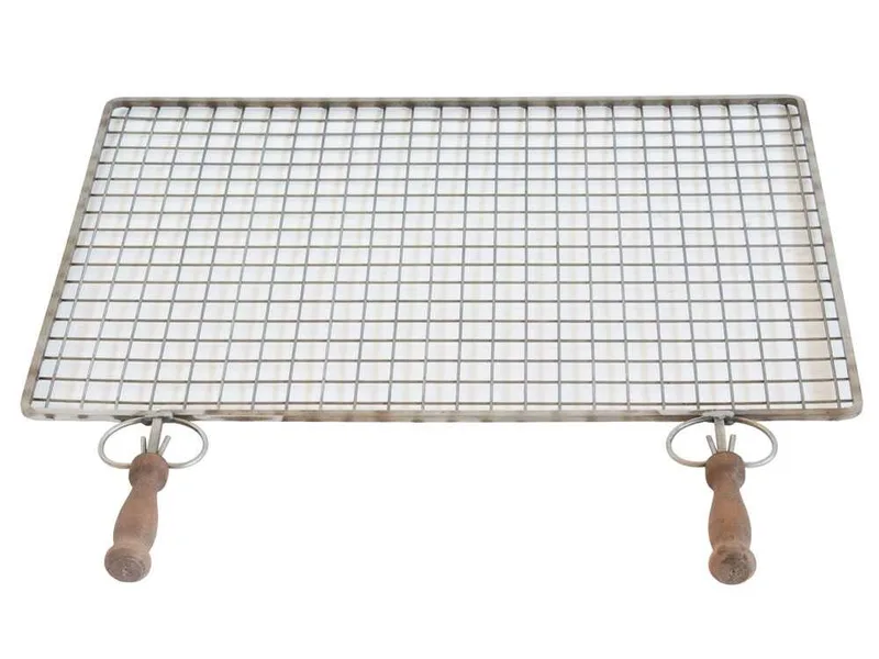 Cruccolini - Grille en acier inoxydable - Poignées en bois anti-brûlures