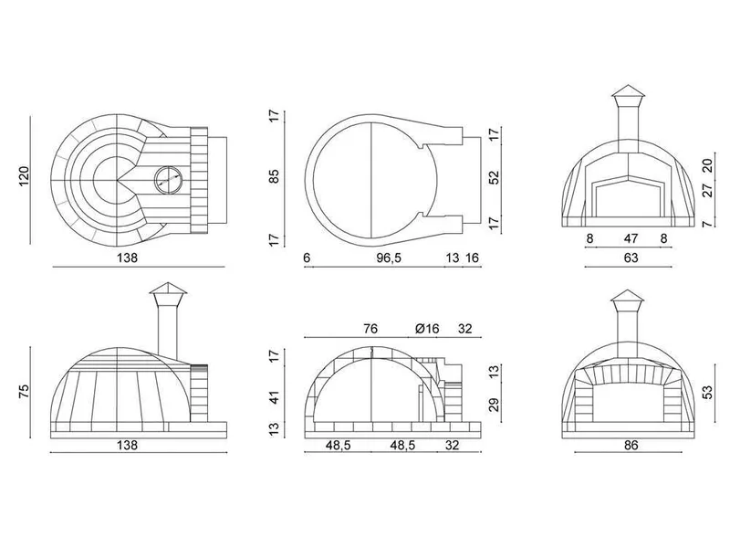 Linea VZ Etna - Four à bois d'extérieur avec plan de cuisson Ø 85 cm - Capacité de cuisson 3 pizzas