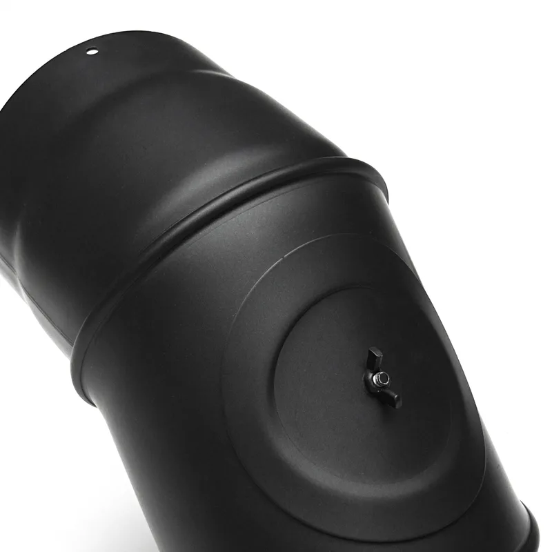 Raik Basic coude de tuyau de fumée 130mm noir 0–90° avec porte pour tuyau de fumée / conduit de fumée