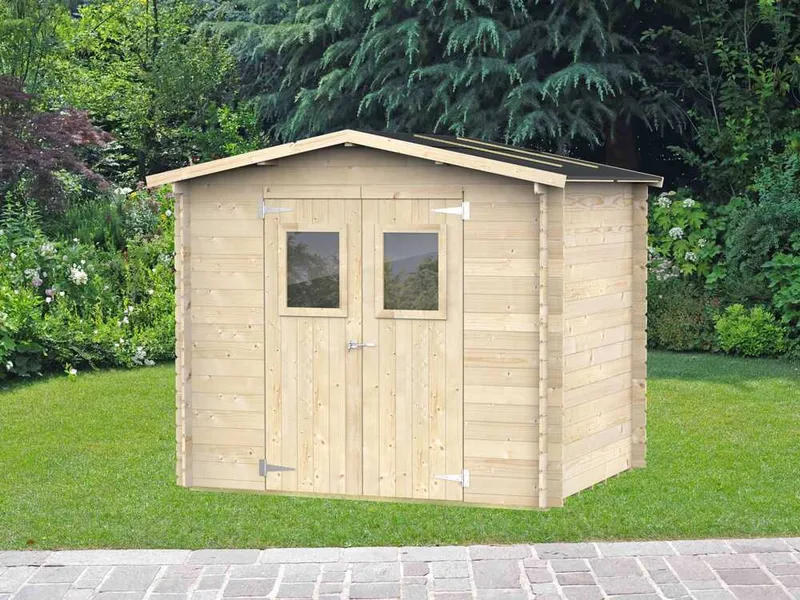 Alce Hobby 248x198 - Abri de jardin en bois - Avec fenêtres et porte à double battant - 248x198x217 cm