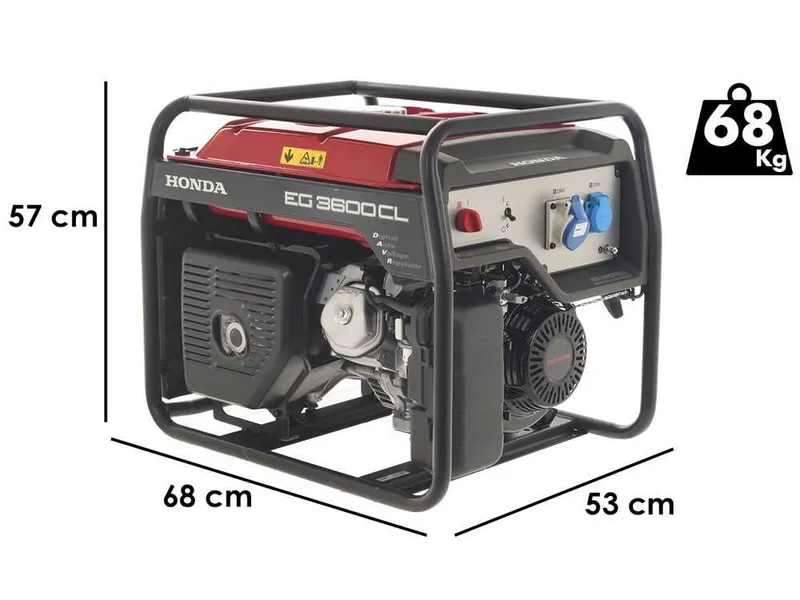 Honda EG 3600 CL - Groupe électrogène à essence avec AVR 3.6 kW - Continu 3.2 kw Monophasé