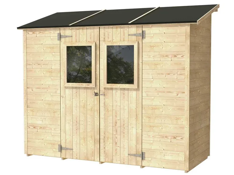 Alce Vaniglia 245x102 - Abri de jardin en bois - Avec fenêtre à l'avant - 245x102x222 cm