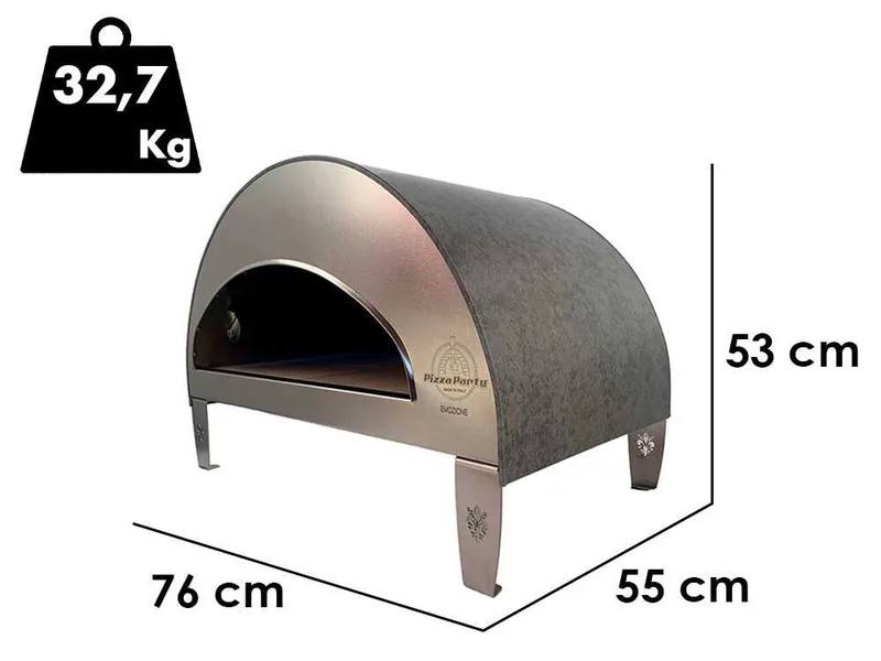 Pizza Party Emozione Perla - Four à pizza à gaz d'extérieur - Chambre de cuisson 40 x 70 cm - Sole en biscotto réfractaire