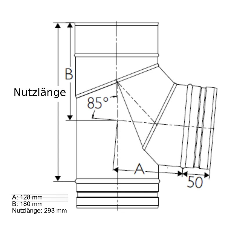 Schiedel PRIMA PLUS coude 85° Ø150 mm avec pied de support simple paroi mat