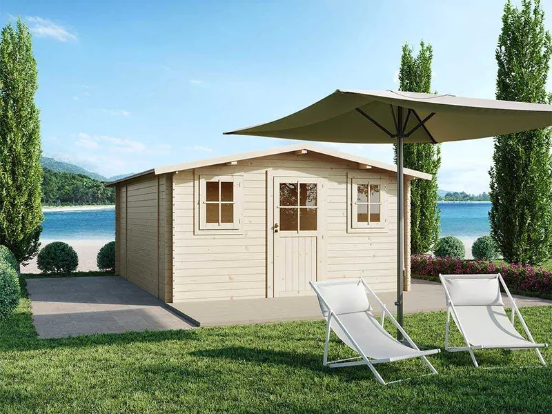 Alce Dublino Express 398 x 496 - Abri de jardin en bois - Avec fenêtres - 398 x 496 x 229 cm