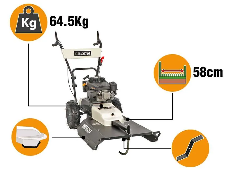 Blackstone RMB 58-224 - Tondeuse débroussailleuse thermique - Moteur Loncin LC1P75F 224 cm³