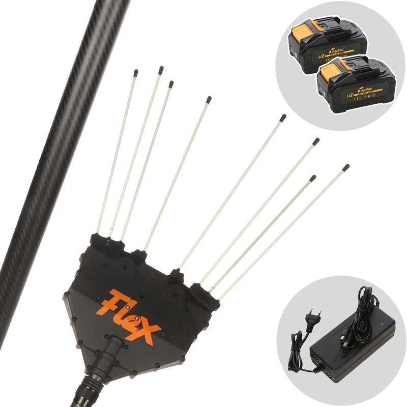 Oliviero Flex PCT36 Premium Cordless - Peigne vibreur à batterie au lithium 2 x 36 V 4,5 Ah - Perche télescopique de 235 à 335 cm