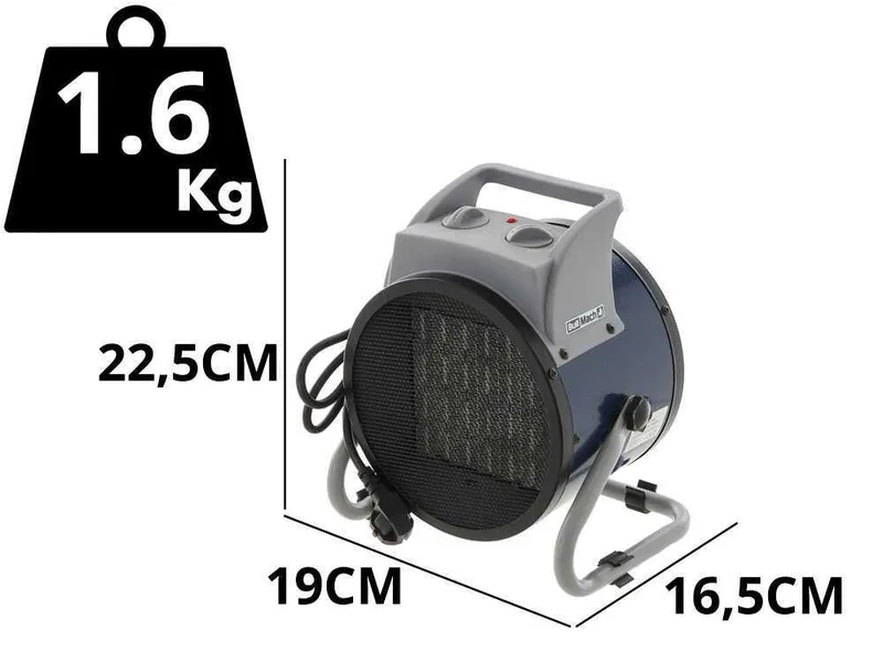BullMach BM-EFH 2RC - Générateur d'air chaud électrique - élément chauffant en céramique - 2kW