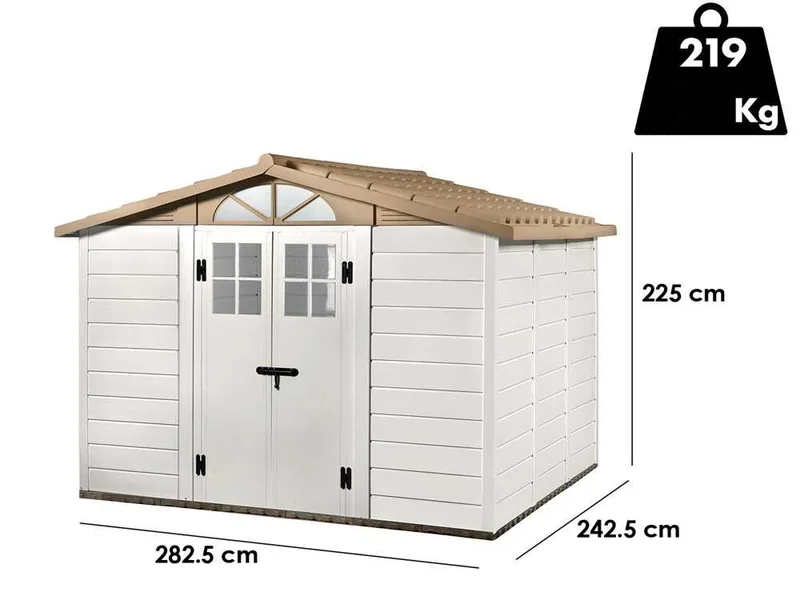 Garofalo Tuscany Evo 280 - Abri de jardin - Avec fenêtres et porte à double battant - 282,5 x 242,5 x 225 cm