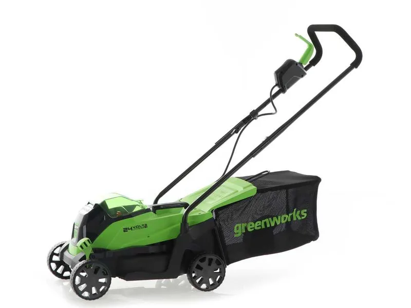 Greenworks GD24LM33 - Tondeuse à gazon à batterie - 24 V/10 Ah - Largeur de coupe 33 cm