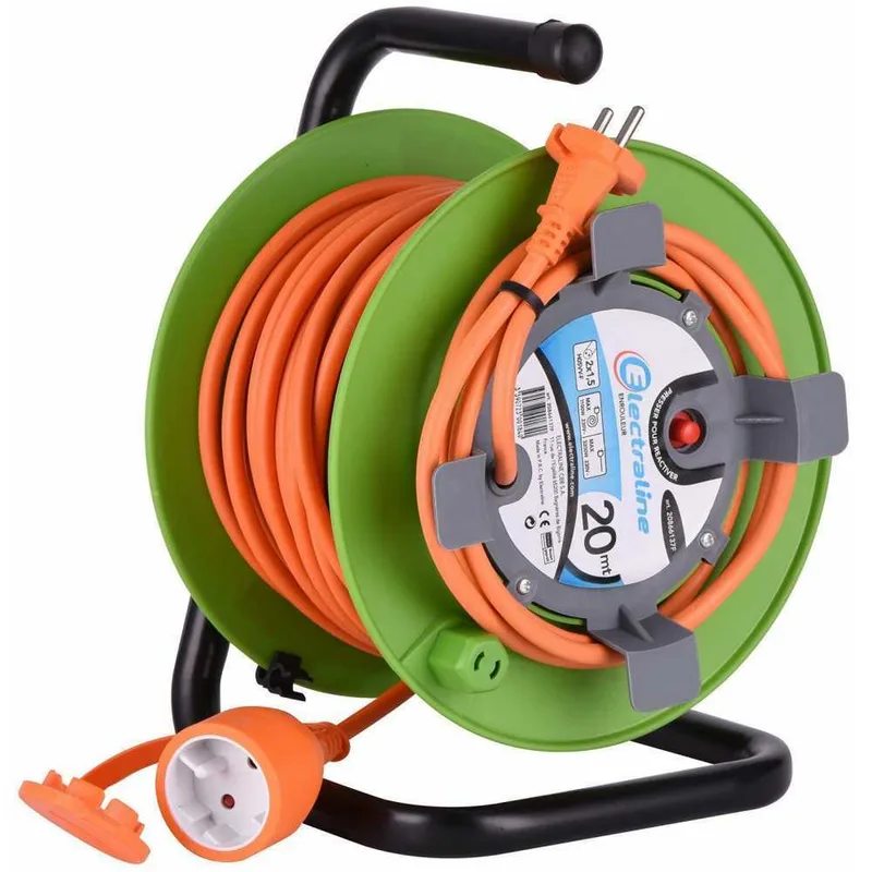 Enrouleur Electraline - 20m - Prise universelle Section 2 x 1,5 mm² (2 câbles avec section 1,5mm²)