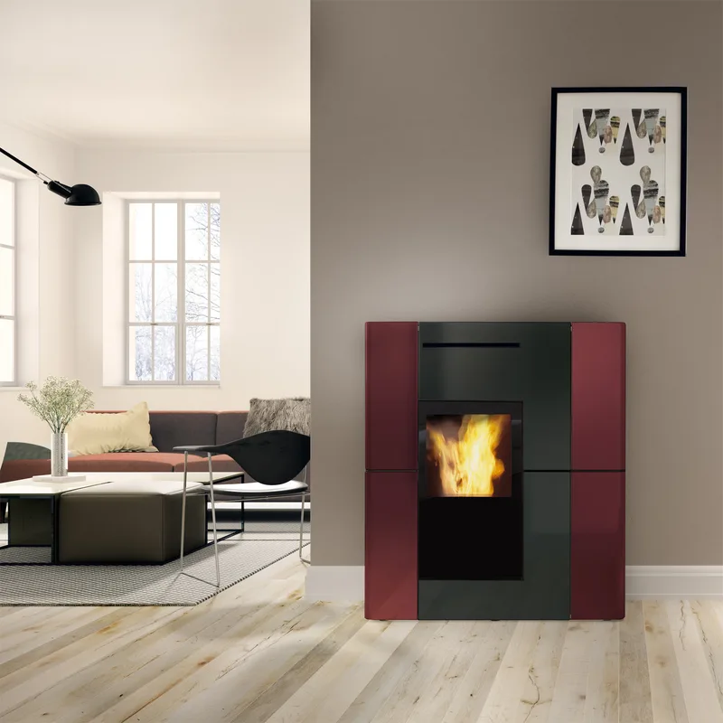 Edilkamin Blade H 23 Evo poêle à granulés bouilleur céramique Bordeaux inclus Kit R-FX