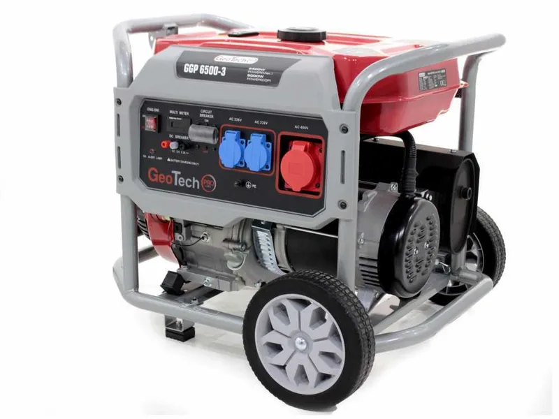 GeoTech Pro GGP 6500-3 - Groupe électrogène sur chariot avec AVR 5.5 kW - Continue 5 kw Triphasé