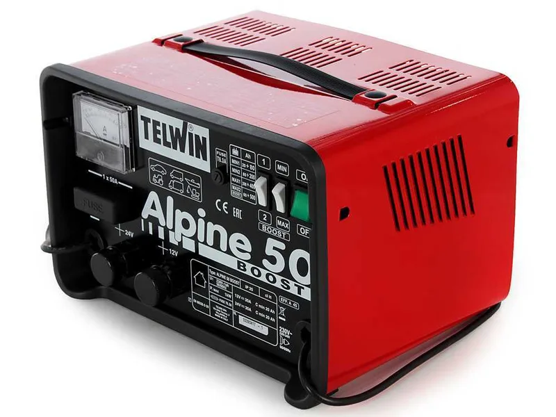 Telwin Alpine 50 Boost - Chargeur de batterie - batteries humides d'une tension de 12/24V - 1000W