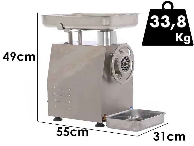 Fimar 22RG - Hachoir à viande électrique - 230 V - 1.5 CV - Groupe de hachage en INOX - Avec inverseur de marche