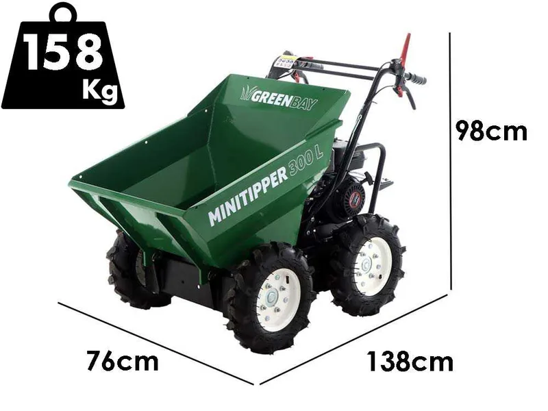 Brouette 4x4 à essence GreenBay MiniTipper 300 L - Moteur Loncin G200F