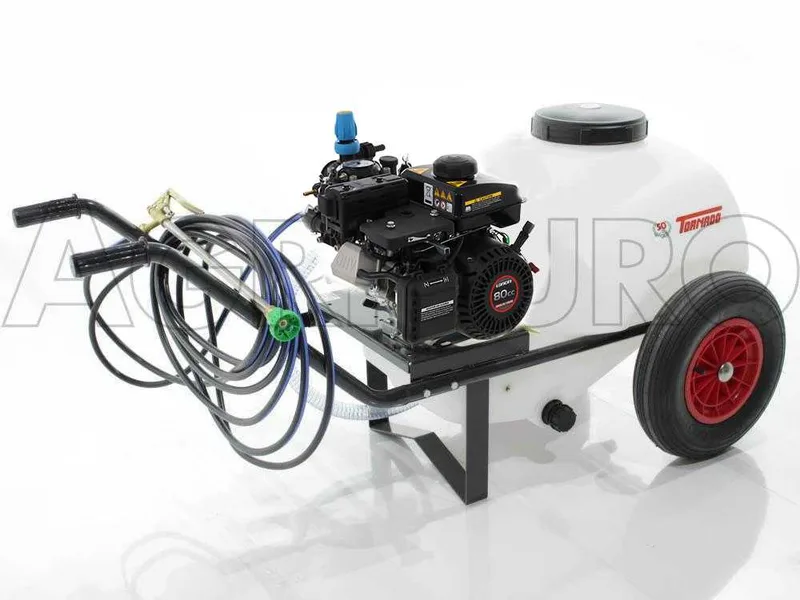 Groupe motopompe de pulvérisation Comet MTP MC 25 - Loncin 148F-2 sur châssis avec cuve 80 lt