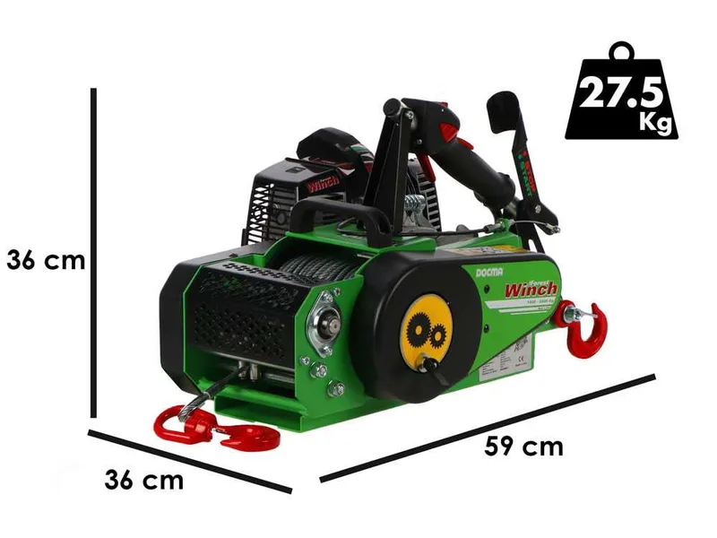 Docma VF150 Automatic - Treuil forestier moteur Solo HP50E-A - Câble Ø 5mm de 80m