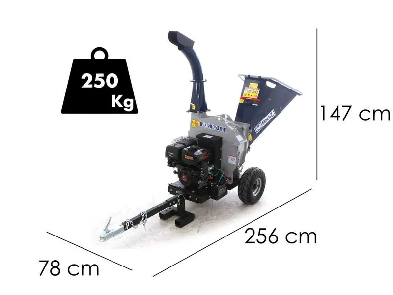 BullMach ZEUS 160 LE - Broyeur à moteur thermique remorquable - Loncin 420cm3 avec démarrage électrique