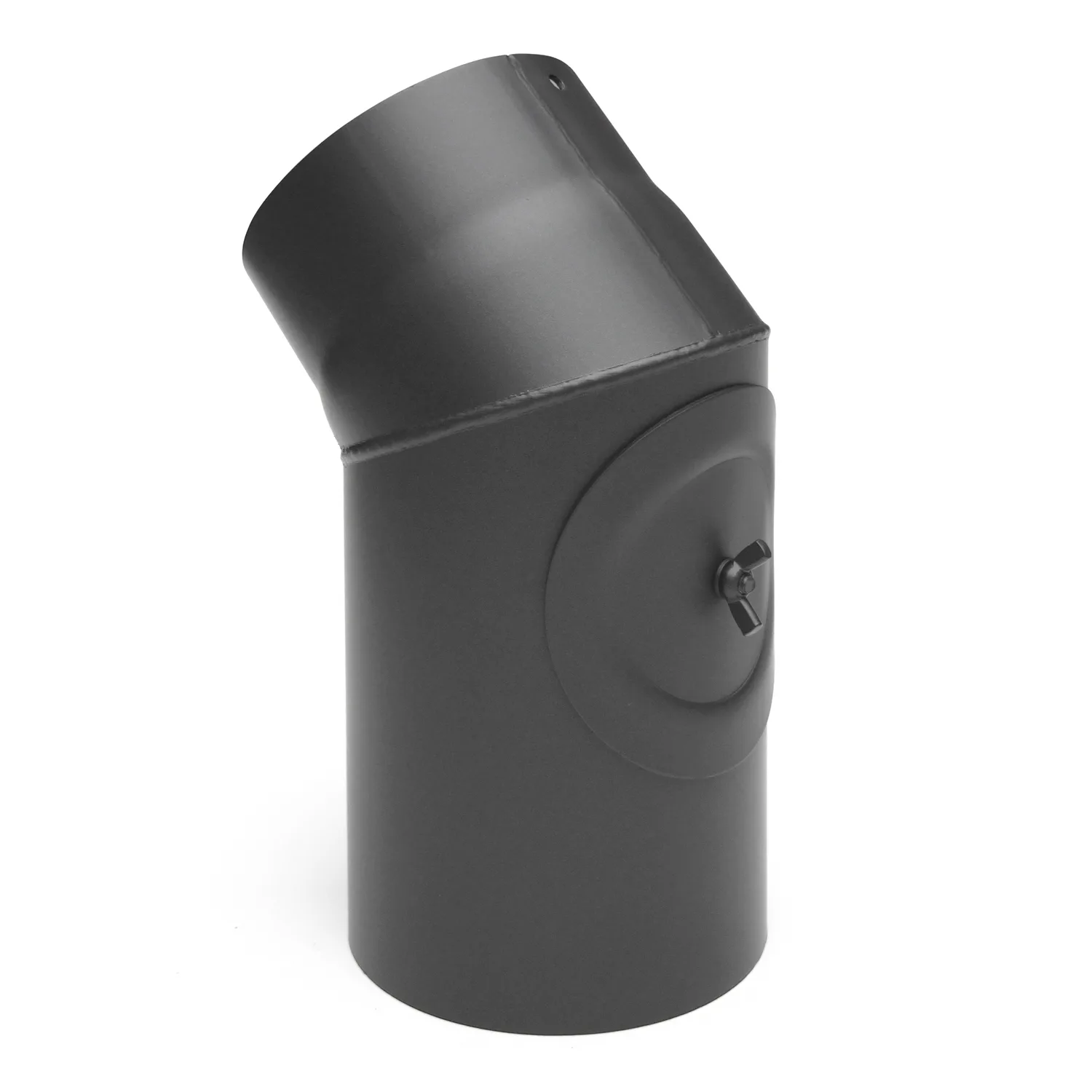 Raik Basic coude de tuyau de fumée 130mm gris fonte 45° avec porte pour tuyau de fumée / conduit de fumée