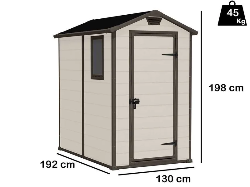 Keter Manor beige - Abri de jardin - Avec fenêtre latérale - 130x192x198 cm