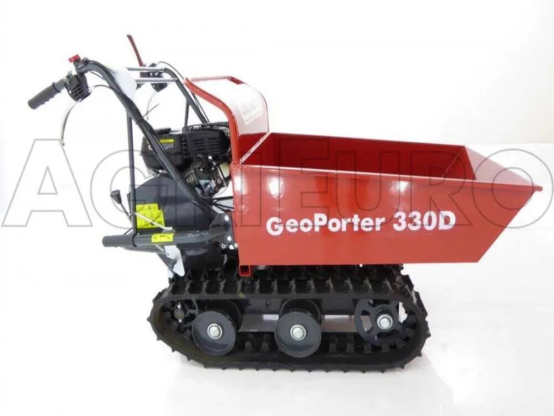 GeoTech Pro GeoPorter 330D - Brouette motorisée à chenilles à 4 galets avec benne dumper - 300 kg