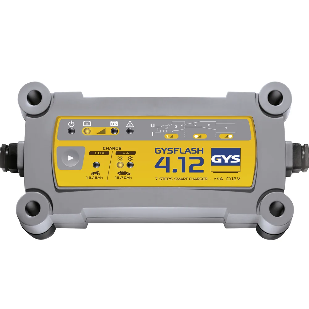 GYS Flash 4.12 - Chargeur et mainteneur de charge automatique - Batteries 12 V de 1,2 à 90 Ah