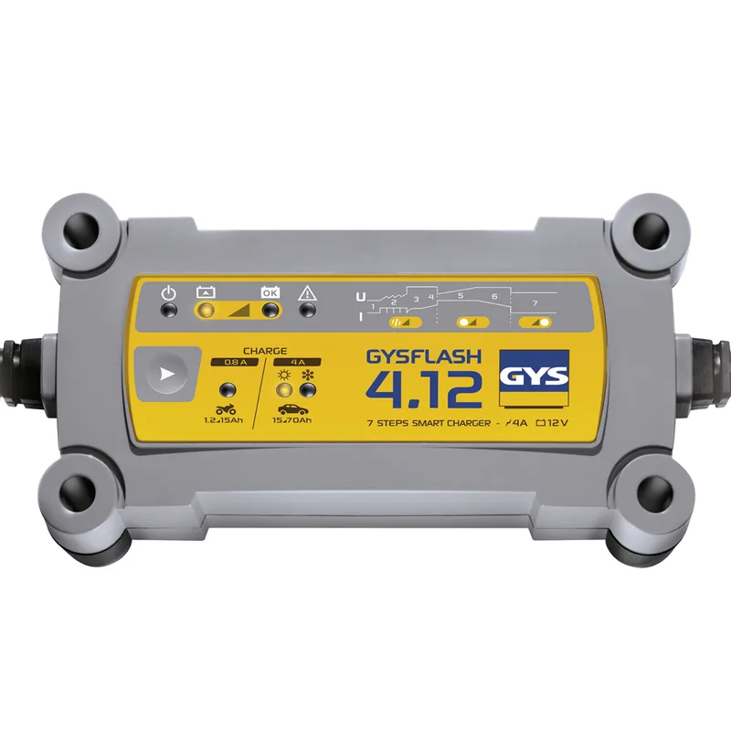 GYS Flash 4.12 - Chargeur et mainteneur de charge automatique - Batteries 12 V de 1,2 à 90 Ah