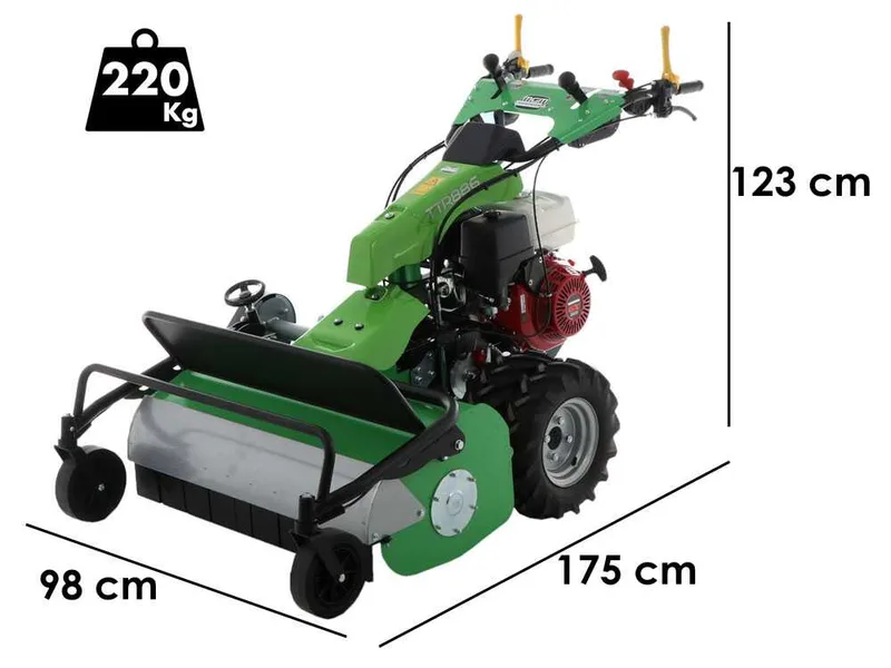 Lampacrescia MGM TTR886 - Tondeuse débroussailleuse à couteaux - Roues jumelées - Honda GX390 Pentes fortes