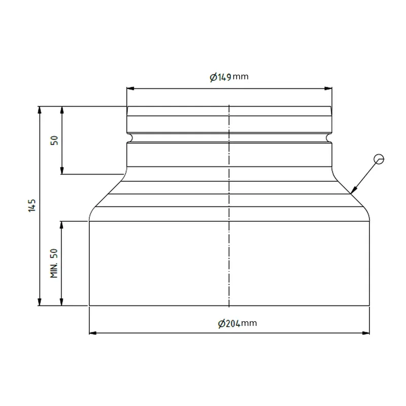 Raik réduction LS diamètre 200w/diamètre 150e noir
