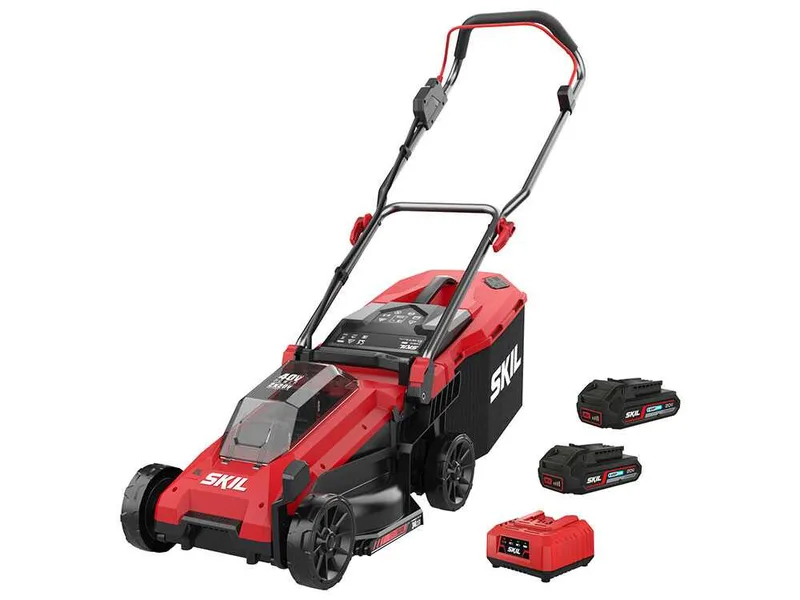 Skil 0130 BA - Tondeuse à gazon sans fil - 2x20V/2ah - Coupe 34 cm - Coupe-bordures en cadeau