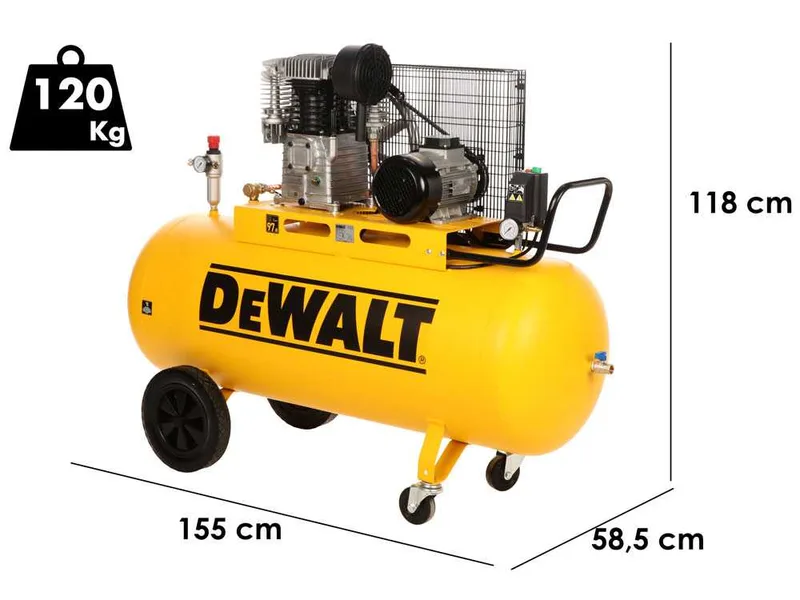 DEWALT DXCMB4T270HCE - Compresseur d'air électrique triphasé par courroie - Moteur 4 CV – 270 L