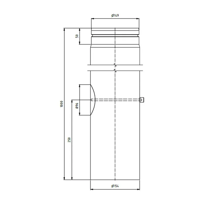 Raik tuyau LS diamètre 150x1000x2,00mm rétréci avec porte intégrée gris