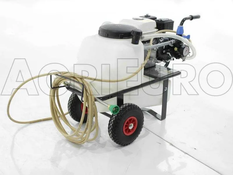 Groupe motopompe de pulvérisation Comet MTP MC 25 - Loncin 148F-2 sur chariot et cuve 55 l