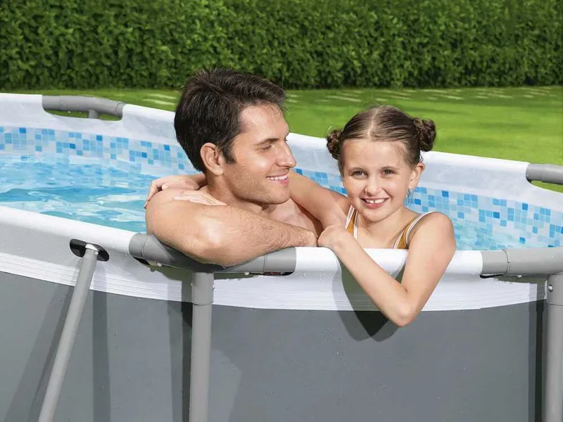 Bestway Steel Pro Max 5614A - 305x200x84 cm - Piscine ovale + Pompe de filtration 16 W