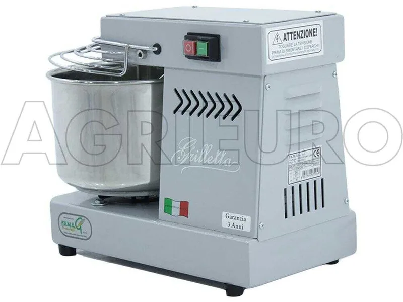 Pétrin à spirale électrique - Famag Grilletta IM 5 Color - Grise 5 kg - 8 L