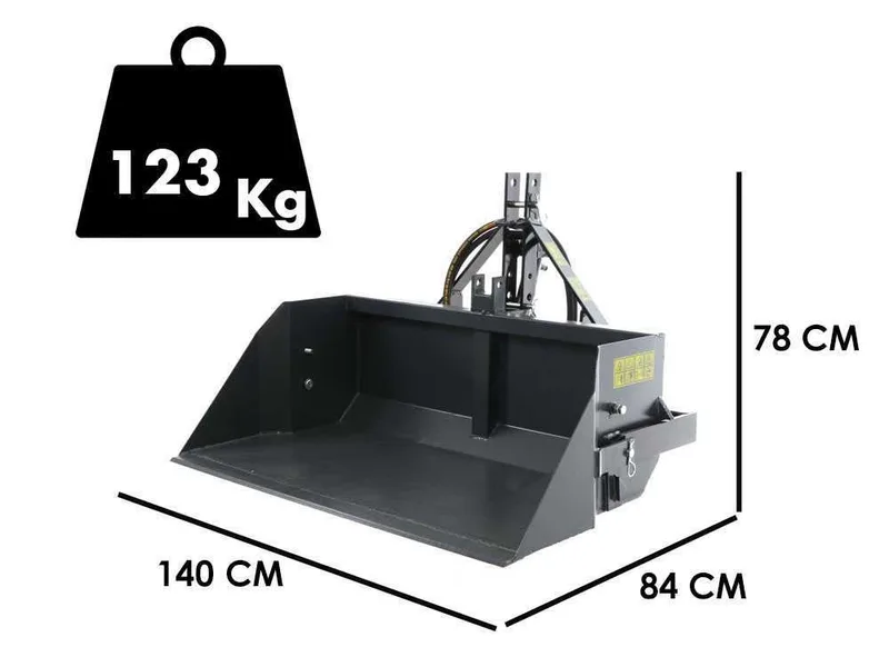Godet arrière hydraulique pour tracteur BlackStone B-PAL H 140 - de 140 cm - Charge 400Kg