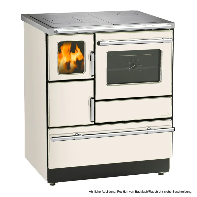 Wamsler K 128 F Cuisinière à bois à gauche crème beige avec plaque en acier