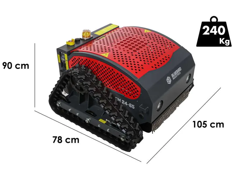 Blue Bird FM 24-65 - Robot de débroussaillage à chenilles hybride (thermique + batterie) - Radiocommandé