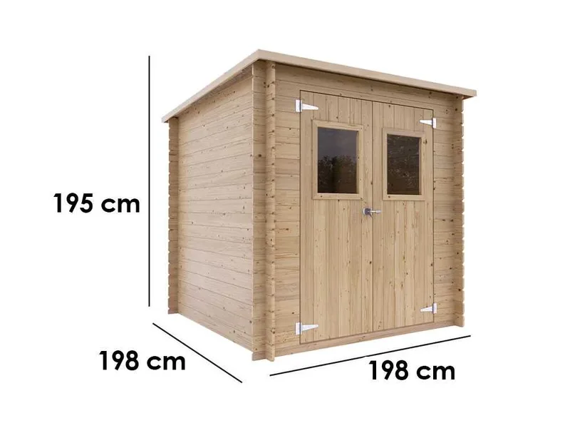 Alce Vibo 198 x 198 cm – Abri de jardin en bois - Avec fenêtres frontales – 198 x 198 x 195 cm