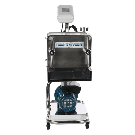 Tellarini CrystalPro Plus 10 - Filtre à plaques pour vin sur chariot - Pompe INOX